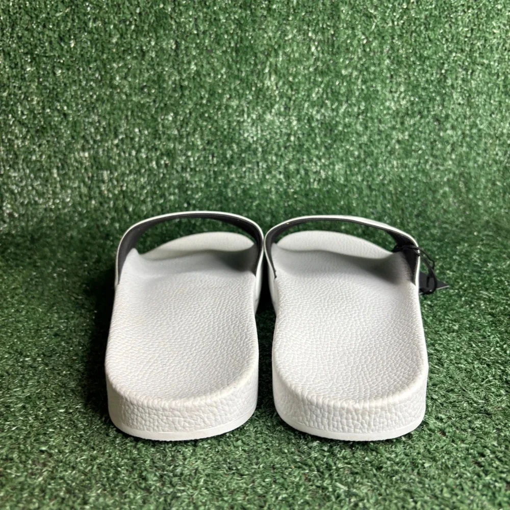 NEW‎ HUGO BOSS Aryeh Logo Pool Slides Beach Sandals White Black Mens Size 12